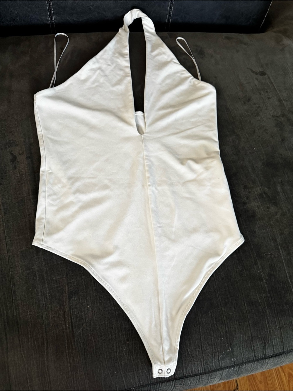 Abercrombie & Fitch White Halter-Style One-Piece Bodysuit.